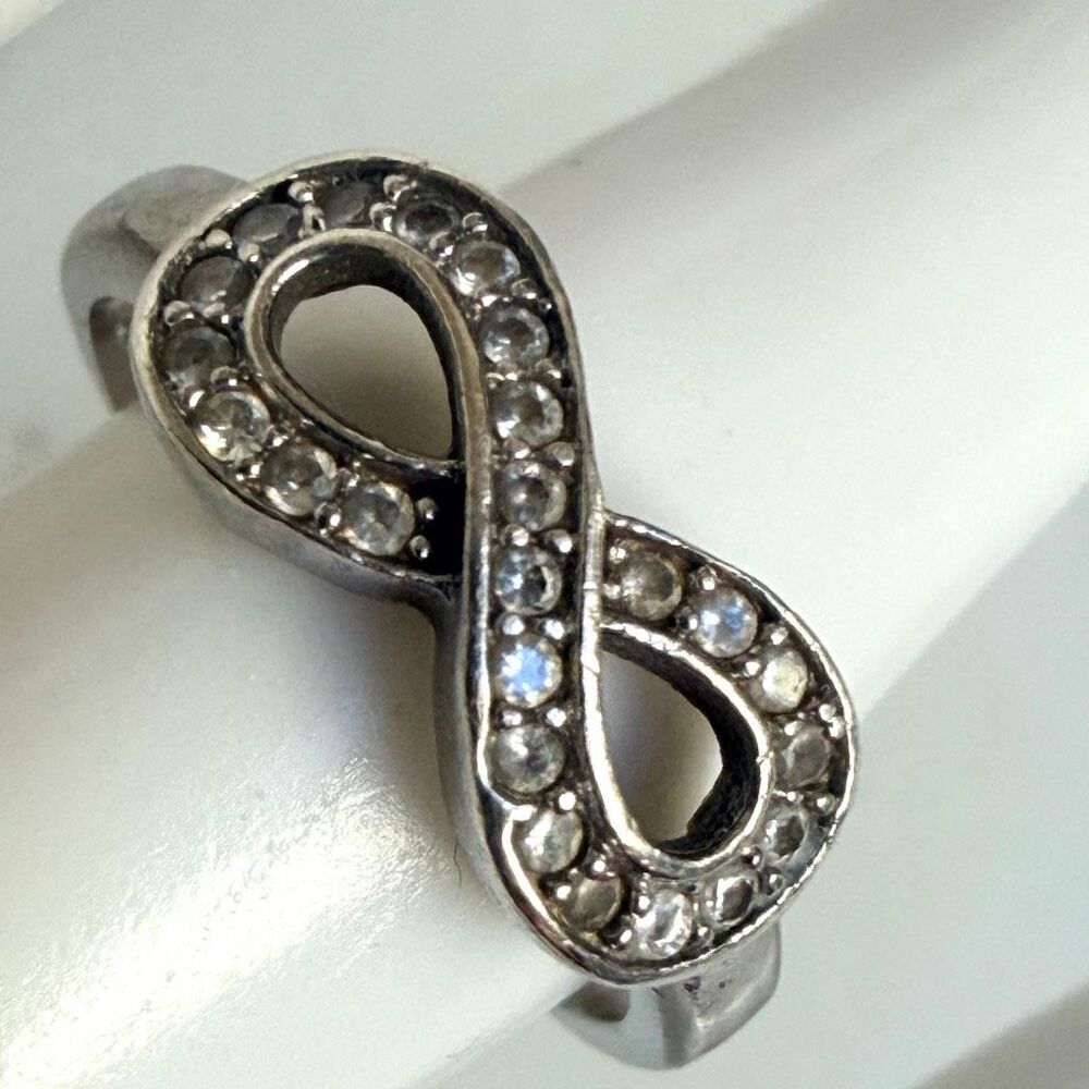 Sterling Silver Infinity Ring With Clear Accent S… - image 5